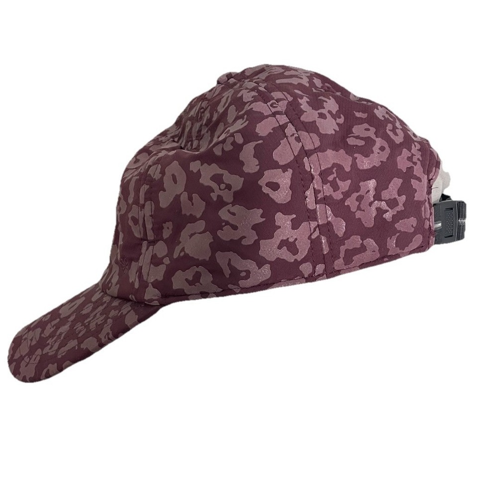 Athleta Hat Reflective Baseball Burgundy Leopard‎ Animal Print Cap Hat OS